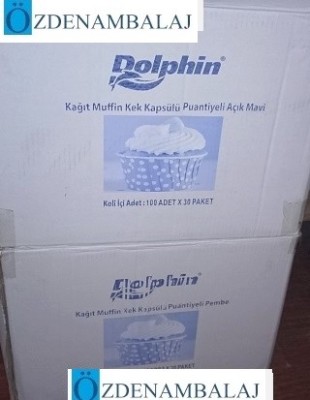 KÂĞIT MÜFFİN KEK KAPSÜLÜ AÇIK MAVİ PUANTİYELİ 100'LÜ 36 PAKET