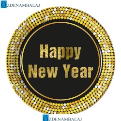 HAPPY NEW YEAR KÂGIT TABAK 23 CM - Thumbnail