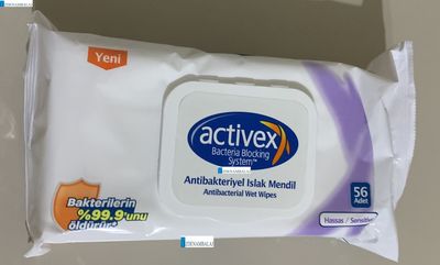 ACTİVEX ANTİBAKTERİYEL ISLAK HAVLU HASSAS 56’LI 12’Lİ KOLİ ( KAPAKLI )