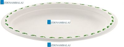 BASKILI OVAL EKOLOJİK TABAK 28*20 CM 50'Lİ