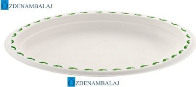 BASKILI OVAL EKOLOJİK TABAK 28*20 CM 50'Lİ