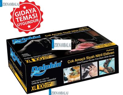 ​DOLPHİN ÇOK AMAÇLI SİYAH NİTRİL ELDİVEN (XL) (Gıdaya Uygun)