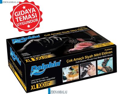 ​DOLPHİN ÇOK AMAÇLI SİYAH NİTRİL ELDİVEN (XL) (Gıdaya Uygun)