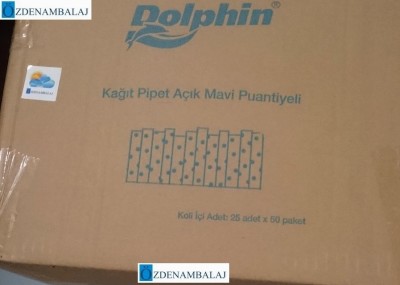 DOLPHİN KAĞIT PİPET AÇIK MAVİ PUANTİYELİ