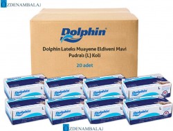 DOLPHİN PUDRALI MAVİ LÂTEKS ELDİVEN ( L ) - Thumbnail