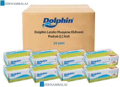 DOLPHİN LATEX MUAYENE ELDİVENİ PUDRALI ( L )