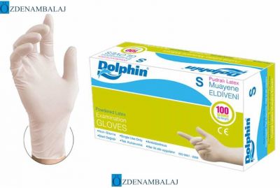 DOLPHİN LATEX MUAYENE ELDİVENİ PUDRALI ( S )