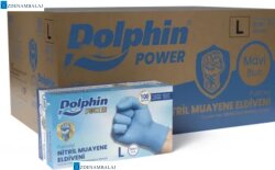 DOLPHİN POWER MAVİ KALIN NİTRİL PUDRASIZ ELDİVEN ( L )