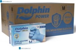 DOLPHİN POWER MAVİ KALIN NİTRİL PUDRASIZ ELDİVEN ( M )