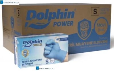 DOLPHİN MAVİ KALIN NİTRİL PUDRASIZ ELDİVEN ( S ) - 1