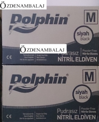 DOLPHİN SİYAH NİTRİL ELDİVEN PUDRASIZ EKSTRA KALIN (M )