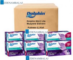 DOLPHİN NİTRİL MUAYENE ELDİVENİ PUDRASIZ LİLA ( L ) - 3