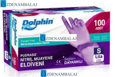 DOLPHİN NİTRİL MUAYENE ELDİVENİ PUDRASIZ LİLA ( S )