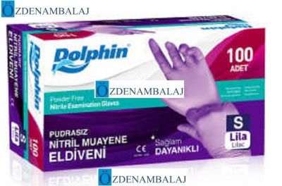 DOLPHİN NİTRİL MUAYENE ELDİVENİ PUDRASIZ LİLA ( S )