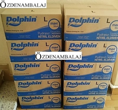 DOLPHİN MAVİ NİTRİL ELDİVEN PUDRASIZ ( L )