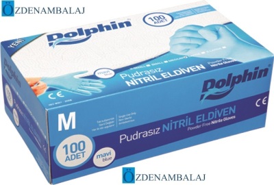 DOLPHİN MAVİ NİTRİL ELDİVEN PUDRASIZ ( M )