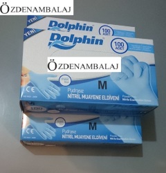 DOLPHİN MAVİ NİTRİL ELDİVEN PUDRASIZ ( M ) - Thumbnail