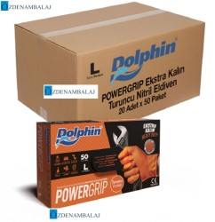 ​DOLPHİN POWER GRİP EKSTRA KALIN TURUNCU NİTRİL ELDİVEN ELMAS DOKULU ( L ) - Thumbnail