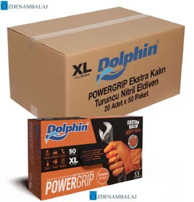 ​DOLPHİN POWER GRİP EKSTRA KALIN TURUNCU NİTRİL ELDİVEN ELMAS DOKULU ( XL )