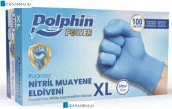 DOLPHİN POWER MAVİ KALIN NİTRİL PUDRASIZ ELDİVEN ( XL ) - 2
