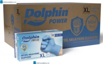 DOLPHİN POWER MAVİ KALIN NİTRİL PUDRASIZ ELDİVEN ( XL ) - 1