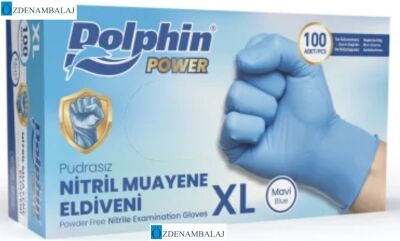 DOLPHİN POWER MAVİ KALIN NİTRİL PUDRASIZ ELDİVEN ( XL ) - 3