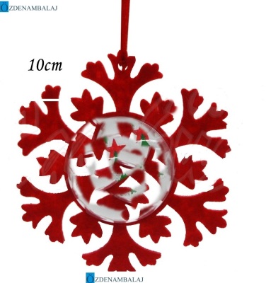 KAR TANESİ ŞEKLİNDE KAR KÜRESİ 10 CM KRMZ AĞAÇ SÜSÜ