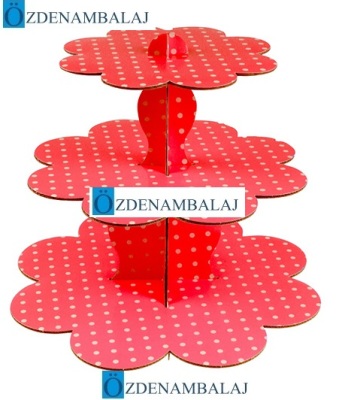 KARTON CUPCAKE STANDI KIRMIZI PUANTİYELİ