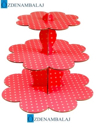 KARTON CUPCAKE STANDI KIRMIZI PUANTİYELİ