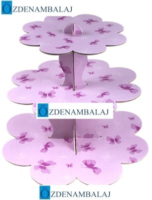 KARTON CUPCAKE STANDI LİLA KELEBEK