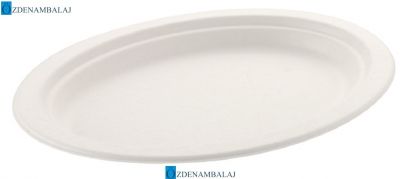 BASKISIZ OVAL EKOLOJİK TABAK 28*20 CM 50'Lİ