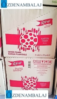  ŞEKER PEMBE KARIŞIK PUANLI KARTON TABAK ( 23 CM 8'Lİ )